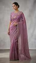Mauve Purple Designer Saree with Intricate Sequin & Embroidered Work