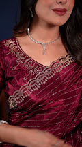 Premium wine maroon designer saree with embellished detailing