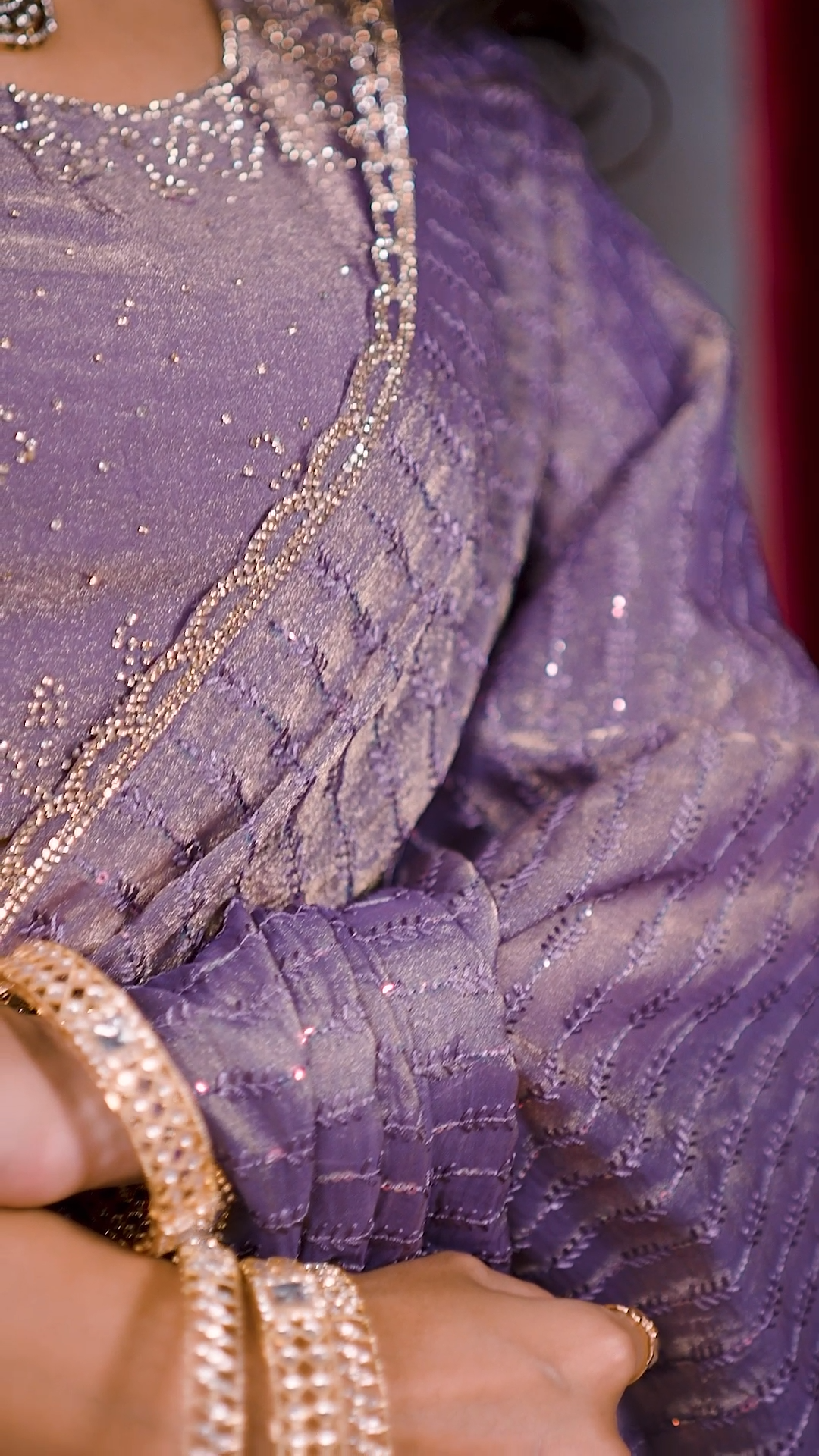 Lavender Fandy silk sequin designer saree, fifth view