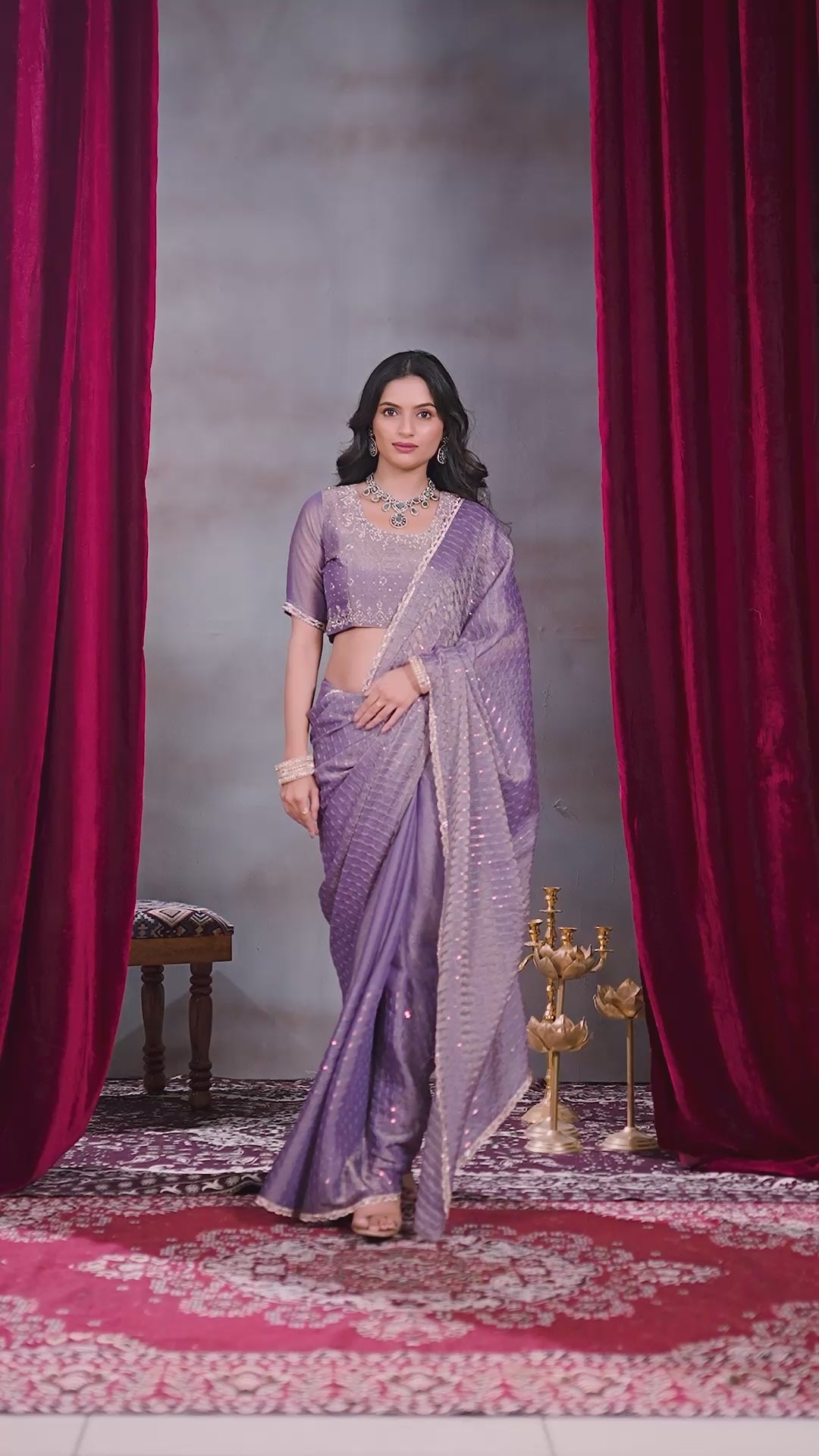 Video of the sea green sequin embellished party wear saree