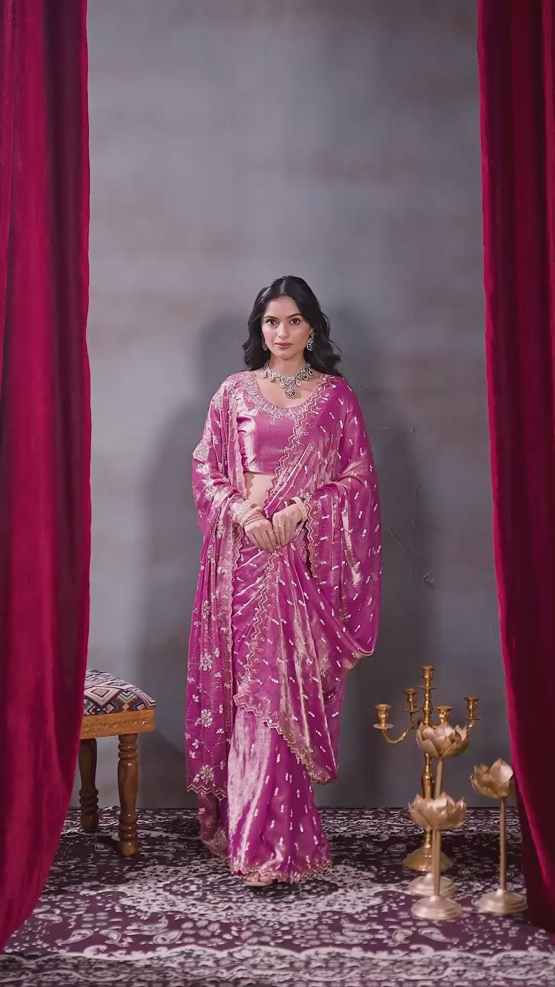 Video of the lavender Fandy silk sequin designer saree